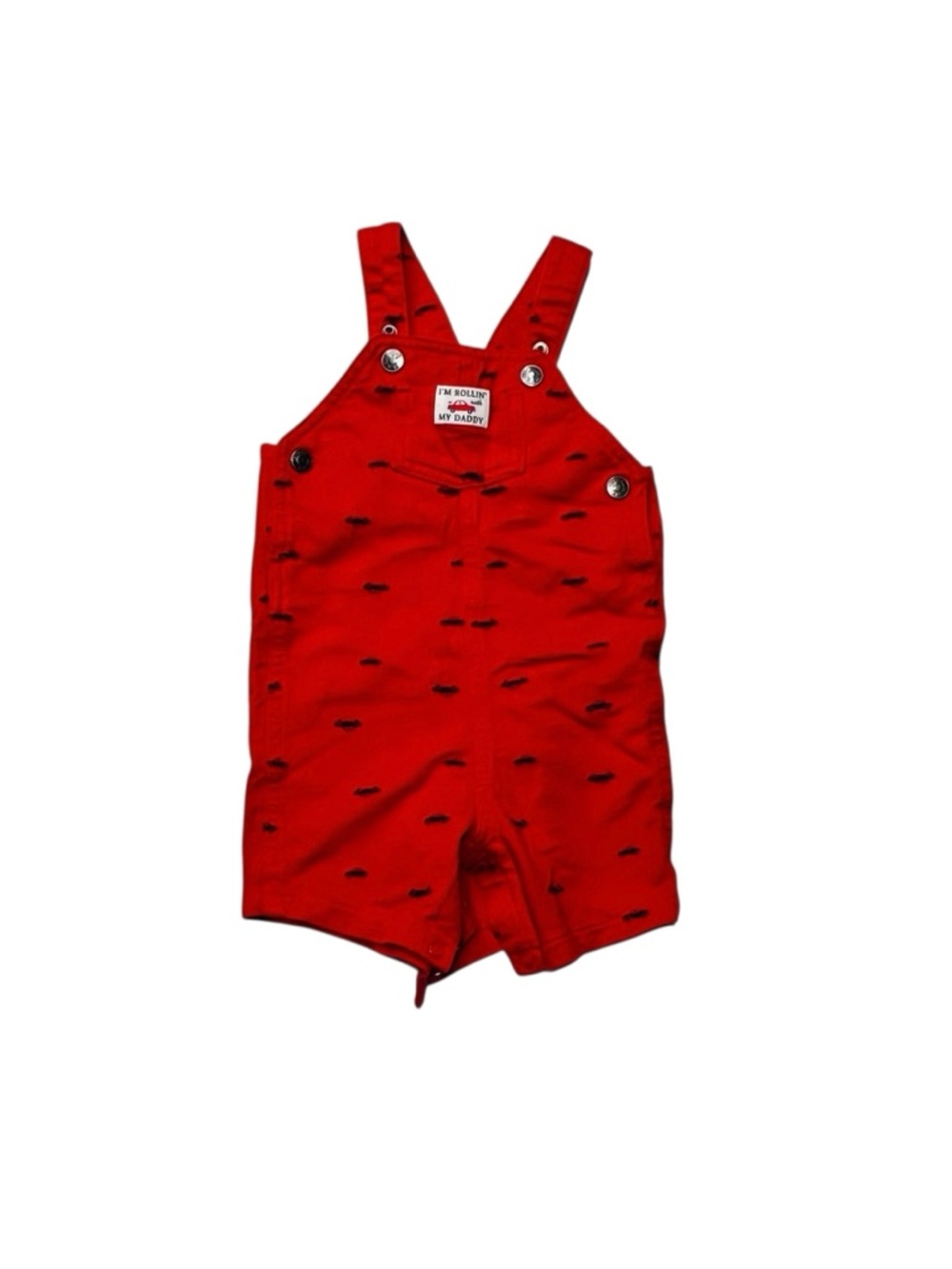 Carter's Red Short Overalls with‎ Black Stitch Accents